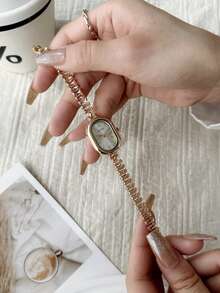 1pc Elegant Minimalist Numeric Women's Bracelet Watch, Ultra-Thin Square Simplistic Quartz Watch, Suitable For Daily Wear, Birthday Gift - White - View 7