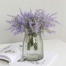 1pc Lavender Flower Bouquet, Purple Flocked Faux Lavender Flower Bouquet, Living Room Dining Table Decor Artificial Flowers, Bedroom Desktop Fresh Ornament, Full Petals 3D, Soft Flocked Texture Resembling Real Lavender, Fade-Resistant Soft Color, Natural Form Restoration, Flexible Stems Can Be Adjusted, No Watering Maintenance, Long-Lasting Fresh Appearance - Multicolor - View 1