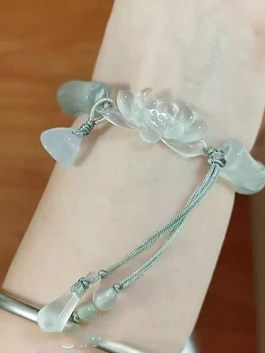 1件优雅月光莲花造型手链，简约日常及约会佩戴皆宜，节日礼物 - 手鐲 - 查看 1