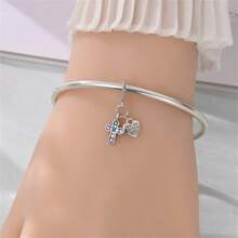 Mặt dây chuyền hình thánh giá, cánh thiên thần và trái tim bằng bạc Sterling 925, trang sức Cơ đốc giáo khắc chữ truyền cảm hứng, phù hợp với vòng tay kiểu Châu Âu tự làm cho phụ nữ. - Nhiều màu - Xem 8