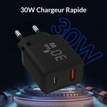 30W USB-C PD Fast Charger, 2-Port GaN Charger Adapter, Compatible With IPhone 17 16 15 Pro Max, Air, Galaxy S25 S24 Ultra, Pixel And Other Devices - 30W Charger With USB-c Cable 2M - View 3