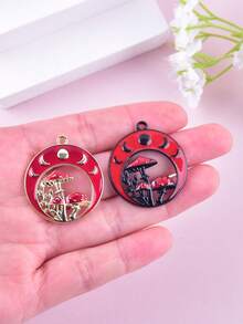 Set de 10 piezas de colgantes de metal con diseños de sol, luna y setas de moda para mujeres, para hacer joyas DIY - Sol, Luna, Hongo - Ver 4