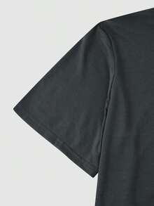Manfinity Homme Men's T-Shirt With Curved Hem - 深灰色 - 查看 3