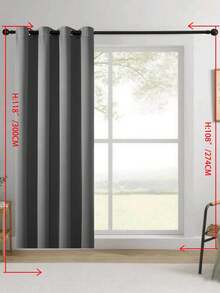 1pc/2pcs Solid Color Polyester Curtains, Energy Blackout Light Blocking Thermal Insulated Curtains For Kitchen, Dining Room, Living Room, Bedroom, Study Room In Black, Deep Grey - Dark Grey - View 16