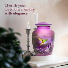 Memorials Urns For Human Ashes Adult Female And Male, Decorative Burial Urn, Funeral Cremation Urns For Women And Men - Large Hummingbird - Purple - View 4