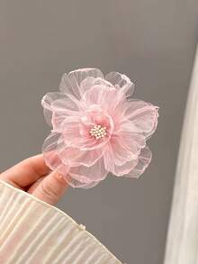 2个/1个 9厘米/3.54英寸 女士沙滩夏威夷芙蓉花白色粉色扎染仿花发夹，时尚百搭优雅简约纯色侧夹，适合日常休闲、派对、通勤、海滩度假、马尾辫、发髻、洗脸、化妆、服装配饰、爪夹 - 彩色 - 查看 4