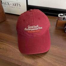 1pc Letter Embroidered Polyester UV Protection Casual Unisex Baseball Cap, Versatile Street Style - Good Luck - View 5