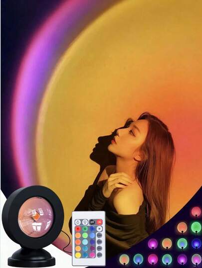 1pc USB Powered LED Sunset Projection Lamp, Adjustable Angle Sunset Ambiance Light, LED Night Light Suitable For Photography/Party Decor, Living Room, Bedroom, Camping, Wedding, Also A Great Christmas Gift For Women, Girls, Friends And Family