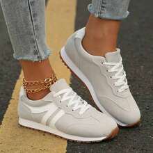 Women's Classic Fashion Comfortable Casual Versatile Lace-Up Lightweight Non-Slip College Style New Sports Shoes - Grey - View 2