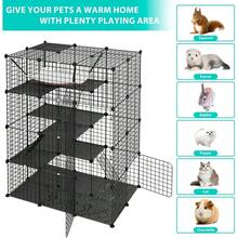 4-Tier Cat Cage Indoor Enclosures - 26 Panles DIY Cat Playpen Metal Wire Kennel Crate W/Extra Large Hammock For 1-2 Cats Small Animals - 41"L X 28"W X 55"H - View 2