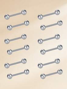 12 chiếc khuyên ngực và khuyên lưỡi bằng thép không gỉ 316L dành cho nam và nữ, khuyên thẳng 14G, kích thước 12mm, 14mm, 16mm, 18mm, khuyên tròn 5mm. - Phiên bản quả cầu ánh sáng - Xem 4