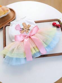 1件宠物服装，可爱浪漫兔子薄纱连衣裙，适合小型犬猫，复活节彩虹兔子服装系列 - 彩色 - 查看 14