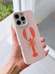 1个乳白色皮革纹理防震TPU手机保护壳，时尚条纹龙虾图案UV印刷，适用于 7/8/7 Plus/8 Plus/X/XS/XR/XS Max/11/11 Pro/11 Pro Max/12/12 Pro/12 Pro Max/12 Mini/13/13 Pro/13 Pro Max/13 Mini/14/14 Pro/14 Pro Max/14 Plus/15/15 Pro/15 Pro Max/15 Plus/16/16 Pro/16 Pro Max/16 Plus/17/17 Pro/17 Pro Max/Air - 彩色 - 查看 3