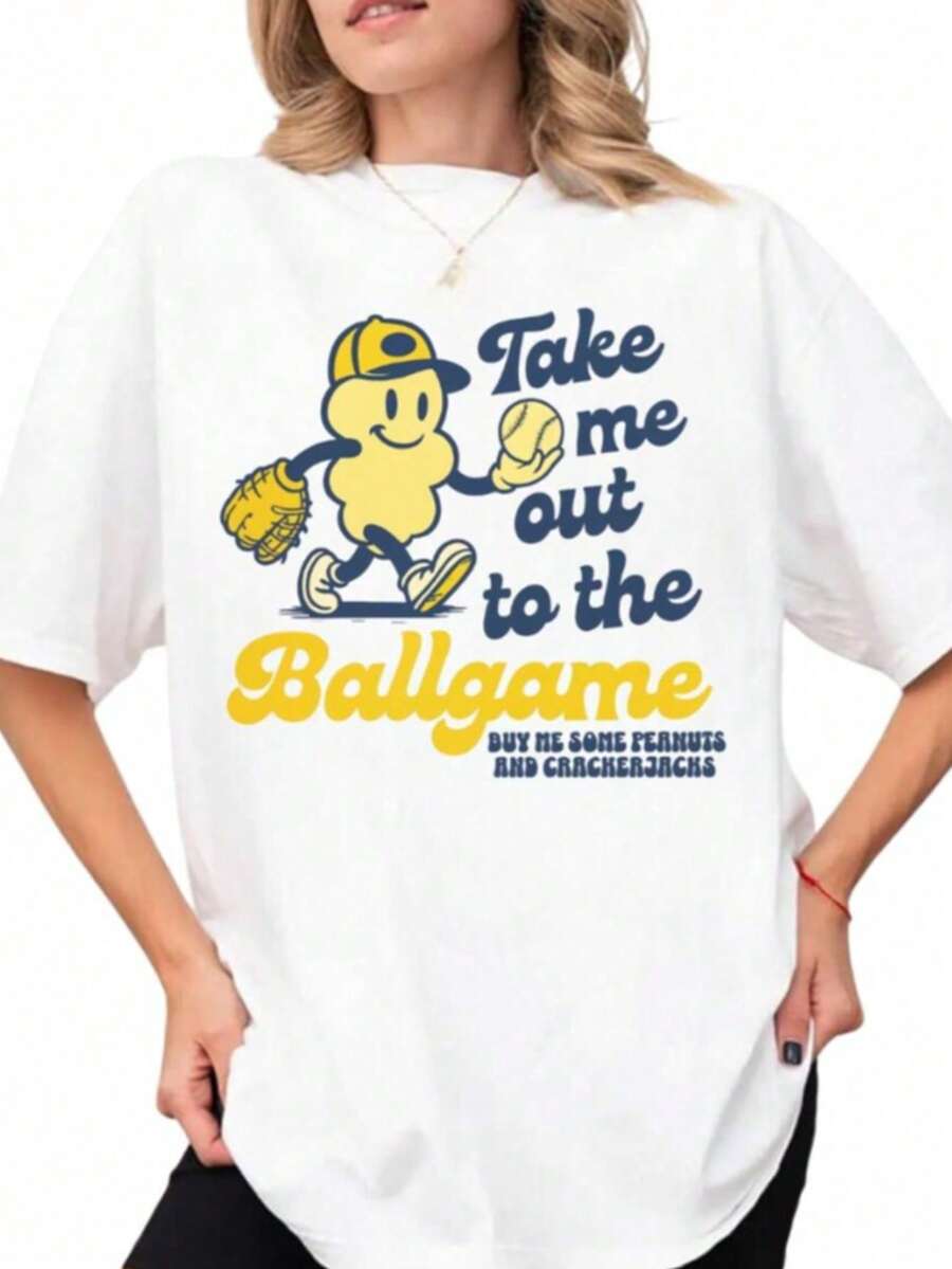 Cute Baseball Mom Shirt, Gift For Baseball Mama, Retro Baseballer Comfort Colots Tshirt, T-Ball Mom, Take Me Out To The Ballgame, T-Ball Tee, 100% Cotton Womens Oversized Printed Graphic T-Shirts Women Casual Round Neck Short Sleeve Tee 1pcs Fashion Shirt, Halloween Gift, Xmas Gift - Trắng 005 - Xem 1