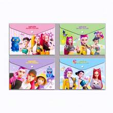 1个K-POP恶魔猎人卡通按扣文件袋，学生试卷收纳袋，随机款式 - 彩色 - 查看 4