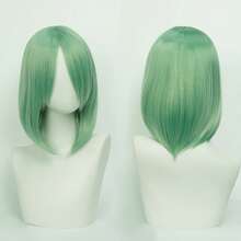 FULCRUM Heat-Resistant Synthetic Green Wig, Suitable For Parties, Halloween, Christmas, Costume, Masquerade Ball, Unisex - Mint Green - View 10