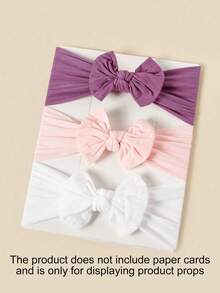 3条婴儿柔软透气尼龙蝴蝶结发带 - 彩色 - 查看 5