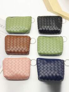 Ví đựng tiền xu dệt họa tiết, ví mini, túi đựng tiền xu có móc khóa, túi cầm tay nhỏ dành cho học sinh. - Nhiều màu - Xem 1