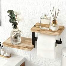 1/2pcs Wall Mounted Wooden Toilet Paper Holder, 2-In-1 Tissue Storage Rack, Rustic Farmhouse Style Organizer For Bathroom & Kitchen - 2 Pcs - View 7