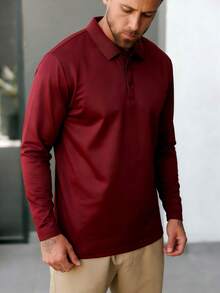 Camisa polo para hombres, cómoda y transpirable, adecuada para uso empresarial y deportivo en primavera - Burdeos - Ver 3
