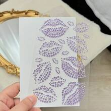 1片3D红色水钻自粘面部宝石，多色水钻唇部、发饰，节日亲吻贴纸，面部宝石，适用于化妆、眼部、头发、身体、嘉年华装饰 - 彩色 - 查看 16