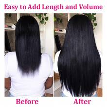 Clip In Hair Extensions Real Human Hair Natural Black Colored Human Hair Extensions Clip Ins 22 Inch Double Weft Straight Human Hair Clip In Extensions #1B 8Pcs 100g - Natural Black - View 4