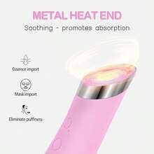 Cleansing Brush, Rechargeable Silicone Face Scrubber With Heat Massage End, Vibrating Exfoliator Scrubber Deep Cleaning, Waterproof Face Brush Women And Men (Pink) - 粉色 - 查看 3