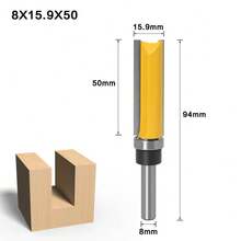 1/4" Shank 8mm Long Blade Flush Fit Router Bit With Bearing For Wood Template Pattern Bit T6TT Tungsten Carbide Router Bit - 8x15.9x50 - 查看 1