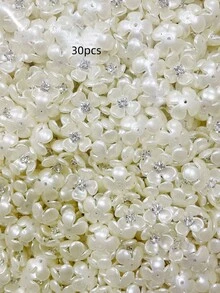 30 piezas/50 piezas Adornos florales y hallazgos de joyería estilo coreano, cuentas de flores de cristal de colores para manicura, aretes, pulseras y accesorios para el cabello - Multicolor - Ver 8