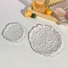 Asymmetrical Glacier Glass Fruit Plate, Cake Dessert Plate, Snack Plate, Small Dish For Desserts And Appetizers, Ins Style - Pink - View 1
