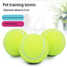 4 Interactive Dog Tennis Balls, High-Elastic Rubber Materi - Yellow - View 7