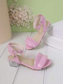 2026夏季时尚舒适新款彩虹亮叶高跟凉鞋 - 粉色 - 查看 6