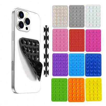 1pc/5pcs Silicone Suction Cup, With 24 Square Suction Cups, Double-Sided Silicone Suction Cup Phone Holder, Suitable For Phone Cases, Selfie, Video, Multi-Scene Suction Cup