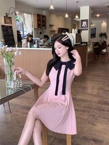 Women Short Dresses - Pink - View 3