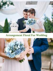 600pcs Blue Artificial Gypsophila Flowers, 20 Bunches Lifelike Gypsophila Bouquet, UV-Resistant Silk-Like Artificial Floral Arrangements, Suitable For Wedding Decor, Elegant Party Centerpieces, Anniversary Celebrations, DIY Home & Garden, Indoor/Outdoor Decoration, Bridal Bouquet And Vase Filler - Baby Blue - View 3