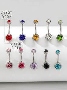1pc Titanium Navel Ring, 14G G23 Pure Titanium Multi-Faceted Cubic Zirconia Navel Ring, Navel Piercing Jewelry, Internal Threaded Navel Ring, Matte Gradient Series, Unisex Navel Piercing Accessory - Silver - View 3