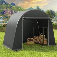 Portable Garden Shed, Bicycle Tent, Roll-Up Door With Zipper, Metal Frame, Versatile Storage, Plastic Cover, Dark Grey - Dark Gray - View 4