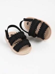 Newborn/Infant Girls' Summer Soft Bottom Retro Sandals, Infant Toddler Shoes, Nursery Shoes - Black - View 10