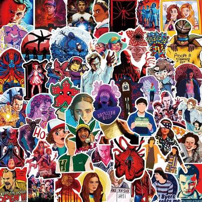 1 set/50 piezas Pegatinas de la serie de TV estadounidense: Graffiti, decoraciones creativas para personajes, fundas de teléfono, tabletas, pegatinas impermeables, el regalo perfecto para vacaciones, un presente para fans y amigos