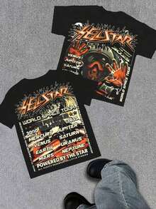 Y2K T Shirts Men, Godspeed Cyber Skeleton Graphic, 100% Cotton Crew Neck Short Sleeve, Black Soft Casual Tee, Oversized Streetwear, Big And Tall,   For Men - 黑色 - 查看 8