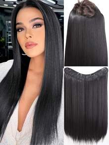 Tóc giả dài thẳng, chịu nhiệt, hình chữ V, 4 kẹp cài, màu nâu đen nâu đậm, thích hợp cho nhiều dịp. - Nhiều màu - Xem 12