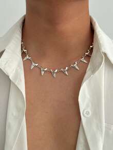 1件哥特朋克风3D鲨鱼牙拼接吊坠金属项链，摇滚嘻哈优雅风，休闲简约风，街头风，婚礼节日派对，日常百搭时尚项链，男士礼物 - 項鍊 - 查看 11