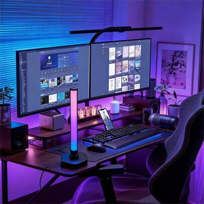 1个/2个LED灯条，USB供电桌面装饰LED灯，RGB夜灯，适用于游戏、电视、电脑旁、卧室装饰、桌面照明