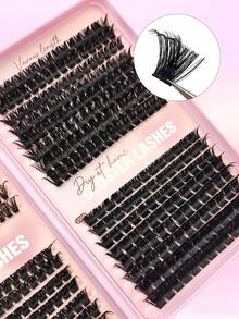Asiteo 520Pcs D Curl Individual Lashes,60D/100D/120D/150D Mixed,Fluffy&Thick Fake Lashes, 3D Faux Mink Lashes,DIY Large Capacity Individual Eyelashes Book With Brushes And Tweezers Makeup Tool,&Daily&Dating&Party&Music Festival,Reusable,DIY Lashes Kit - D - View 5