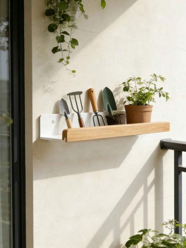 1pc Wall Mounted Storage Rack, No Drill Bathroom Hanging Organizer Shelf, Shampoo & Shower Gel Storage Rack For Kitchen, Living Room, Bedroom, Bathroom