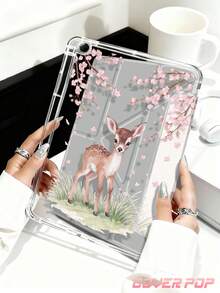樱花鹿图案平板电脑保护套,兼容 iPad Air 11 英寸 M3 2025 / M2 2024、Air 第五代 2022、(A16) 11 英寸第十一代 2025,兼容三星 Galaxy Tab、Kindle Paperwhite 第十二代 2024,透明背壳,时尚图案保护套,支持自动睡眠/唤醒功能,气囊保护,适合送礼和办公使用。 - 彩色 - 查看 5