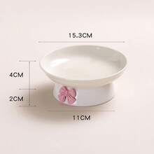 Bát ăn và uống nước cho mèo bằng gốm sứ có chân đế, kèm nơ xinh xắn, bộ bát ăn và uống nước nghiêng cho mèo, bát đựng thức ăn cho thú cưng là mèo. - 150-250ml - Xem 13
