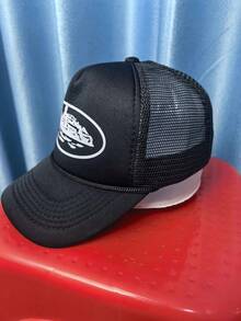 Gorra de béisbol con bordado de letras negras, visera para el sol - A - Ver 2