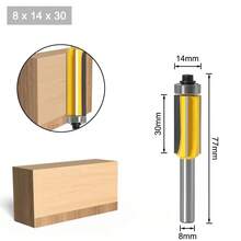 1/4" Shank 8mm Long Blade Flush Fit Router Bit With Bearing For Wood Template Pattern Bit T6TT Tungsten Carbide Router Bit - 8x14x30 - 查看 1