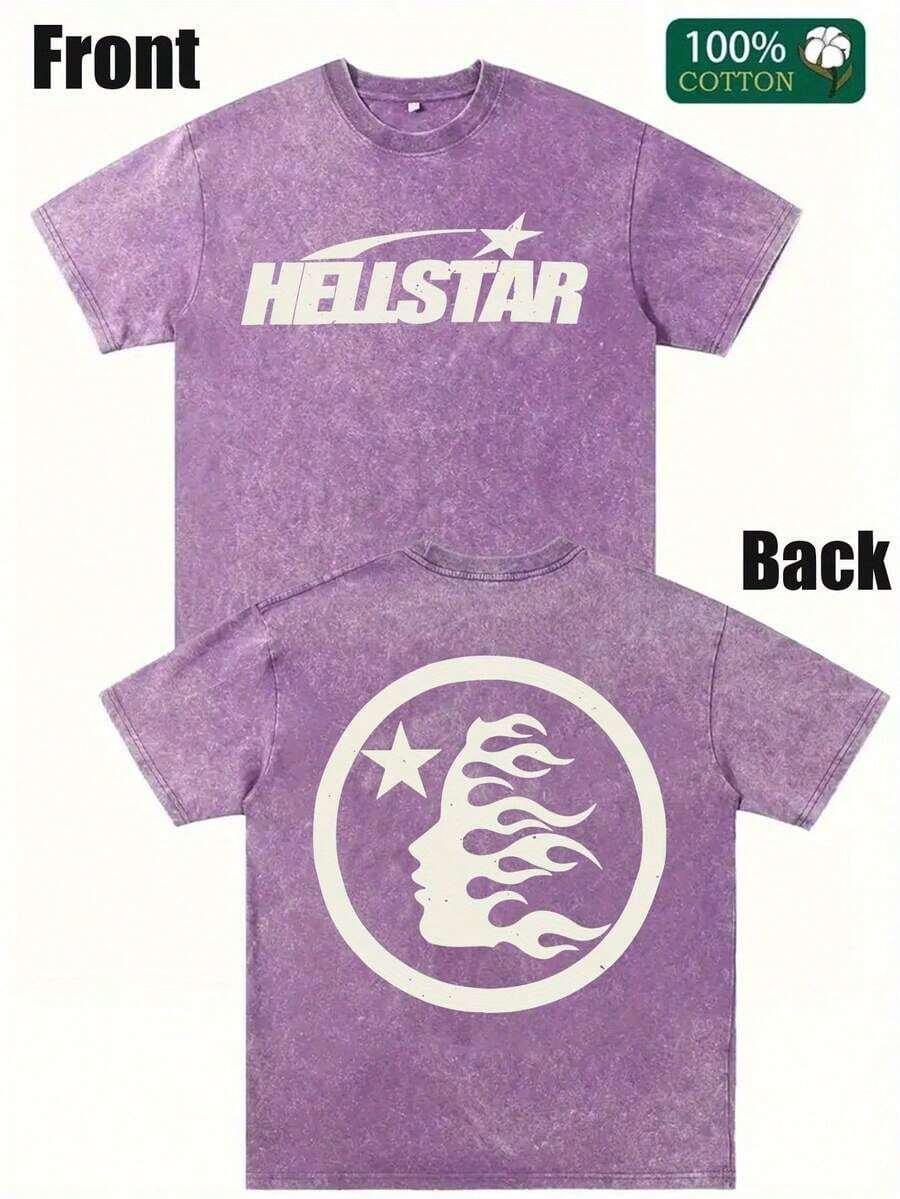 Star Print Tee Shirt, Tees For Men, Casual Short Sleeve T-Shirt For Summer - 紫色 - 查看 1